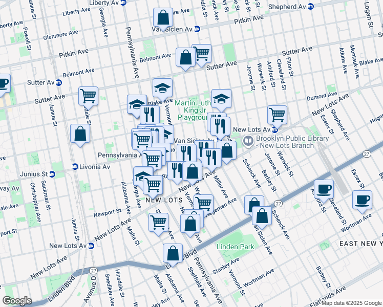 map of restaurants, bars, coffee shops, grocery stores, and more near in Brooklyn