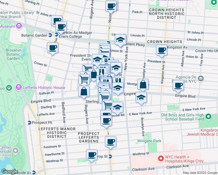 map of restaurants, bars, coffee shops, grocery stores, and more near 448 Montgomery Street in Brooklyn