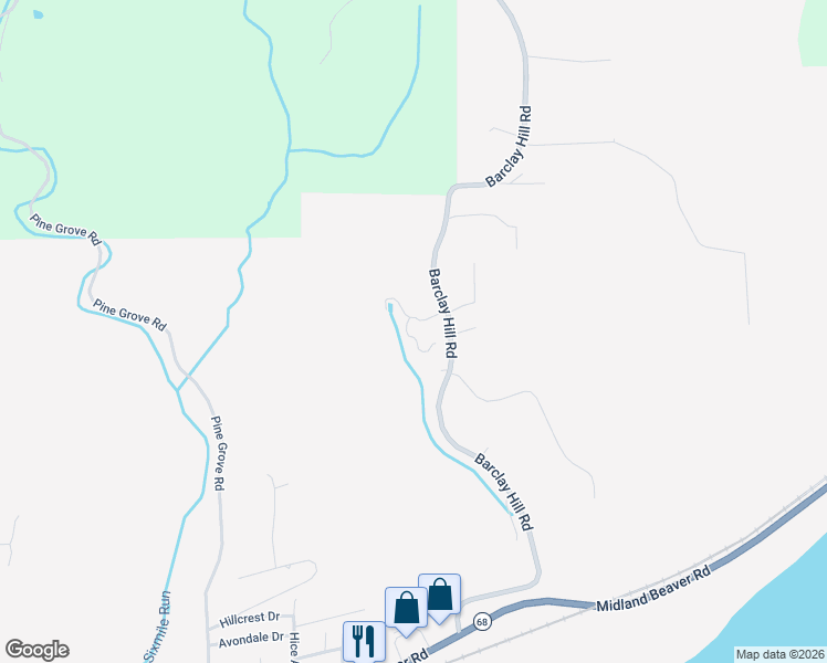 map of restaurants, bars, coffee shops, grocery stores, and more near 1922A Barclay Hill Road in Beaver