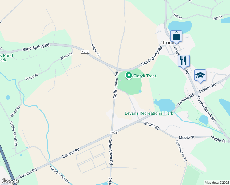 map of restaurants, bars, coffee shops, grocery stores, and more near 4086 Coffeetown Road in Coplay