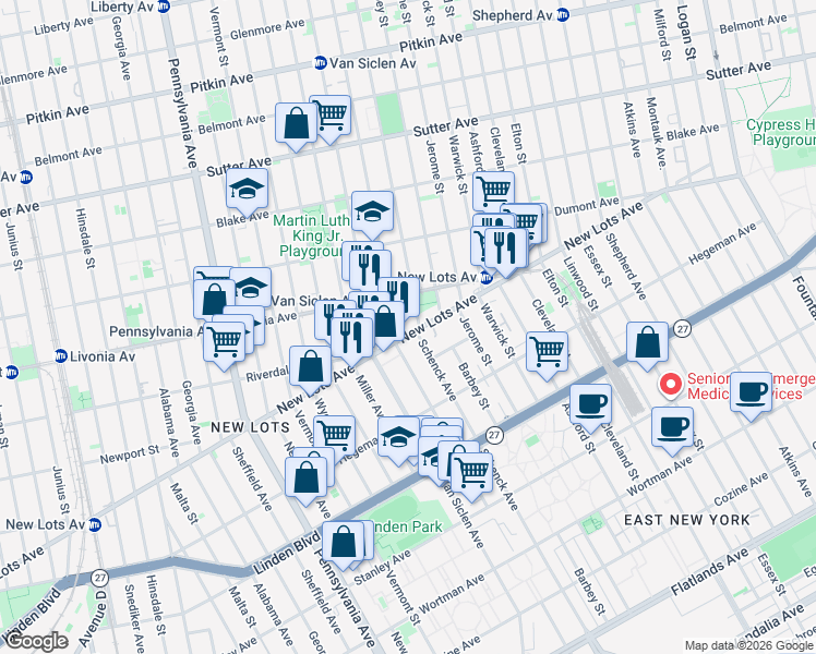 map of restaurants, bars, coffee shops, grocery stores, and more near in Brooklyn