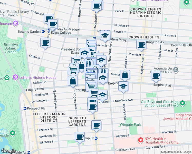 map of restaurants, bars, coffee shops, grocery stores, and more near 448 Montgomery Street in Brooklyn