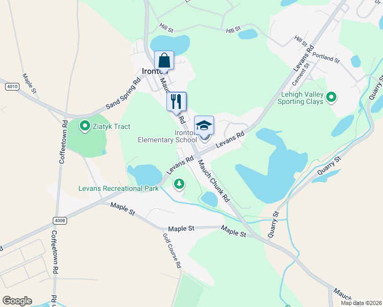 map of restaurants, bars, coffee shops, grocery stores, and more near in Lehigh County