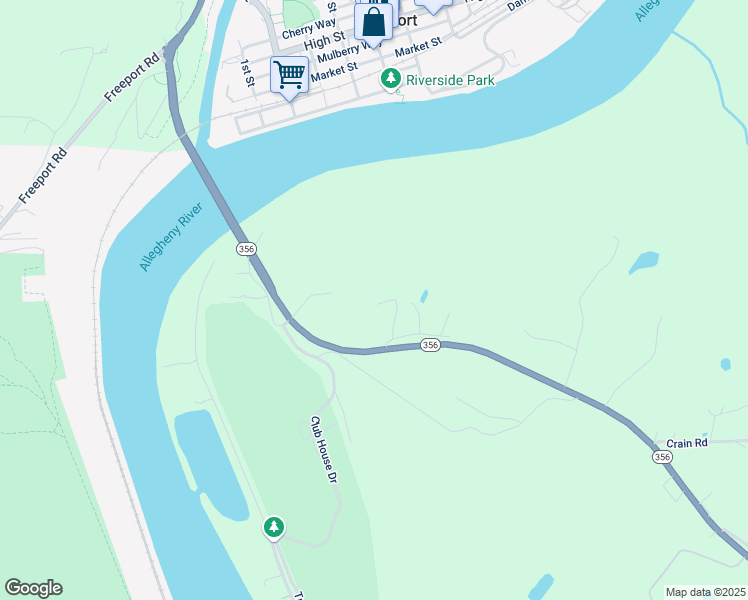 map of restaurants, bars, coffee shops, grocery stores, and more near 2122 Pennsylvania 356 in Vandergrift
