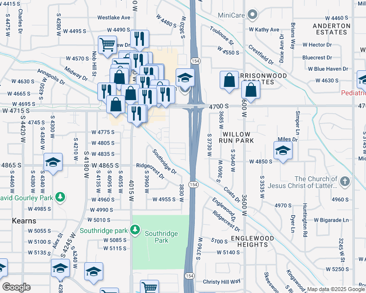 map of restaurants, bars, coffee shops, grocery stores, and more near 3836 Mossmorran Lane in Taylorsville