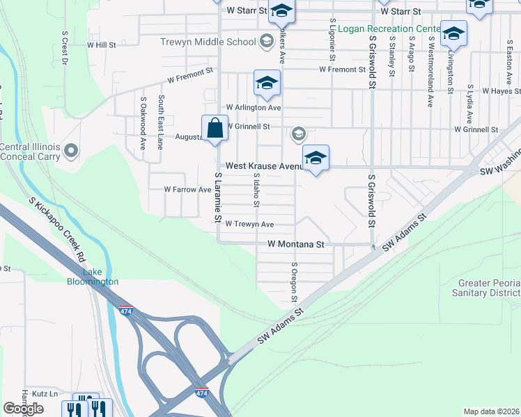 map of restaurants, bars, coffee shops, grocery stores, and more near 2022-2098 South Idaho Street in Peoria