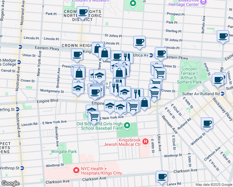 map of restaurants, bars, coffee shops, grocery stores, and more near 849 Montgomery Street in Brooklyn