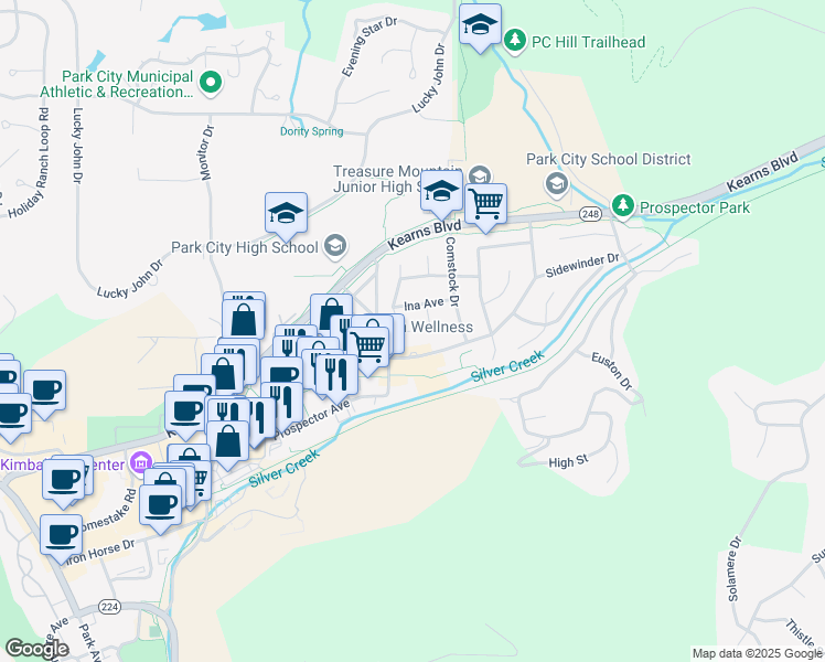 map of restaurants, bars, coffee shops, grocery stores, and more near 2182 Monarch Drive in Park City