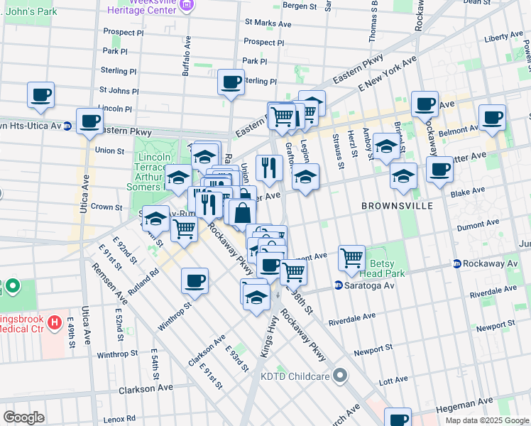 map of restaurants, bars, coffee shops, grocery stores, and more near in Brooklyn