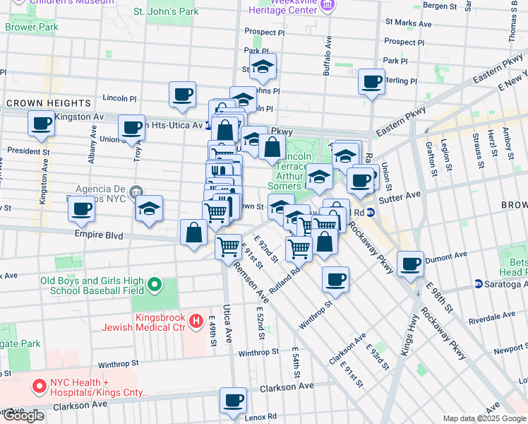 map of restaurants, bars, coffee shops, grocery stores, and more near in Brooklyn