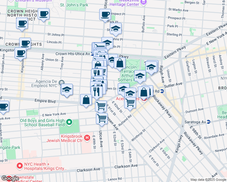 map of restaurants, bars, coffee shops, grocery stores, and more near in Brooklyn