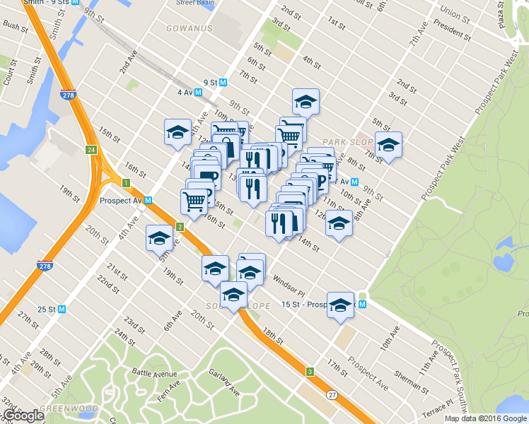 map of restaurants, bars, coffee shops, grocery stores, and more near in Brooklyn