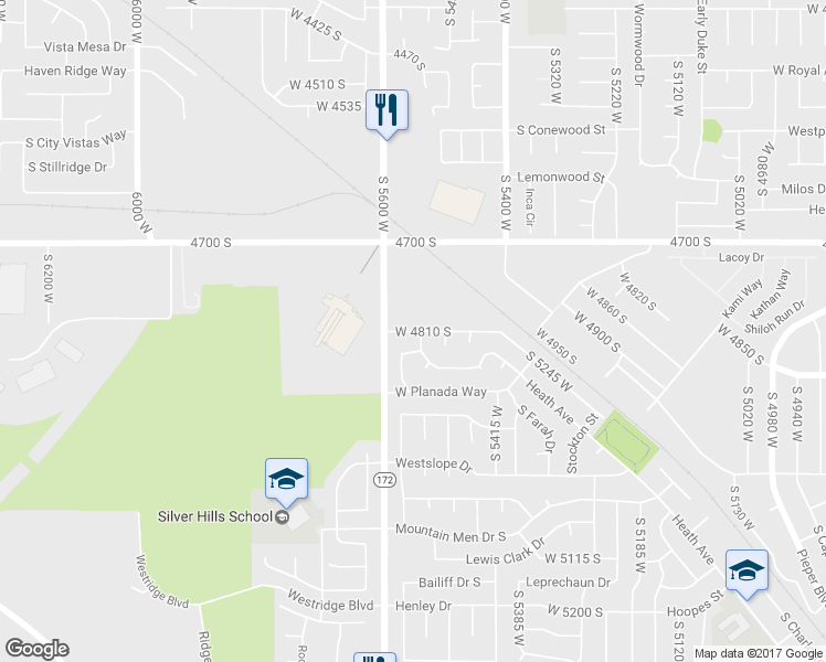 map of restaurants, bars, coffee shops, grocery stores, and more near 5554 Townsend Way in Kearns