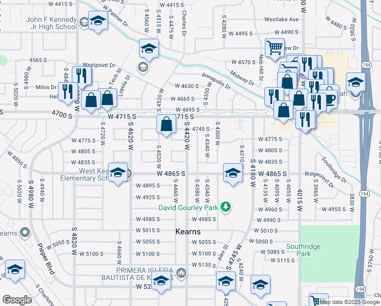 map of restaurants, bars, coffee shops, grocery stores, and more near 4811 South 4420 West in Kearns