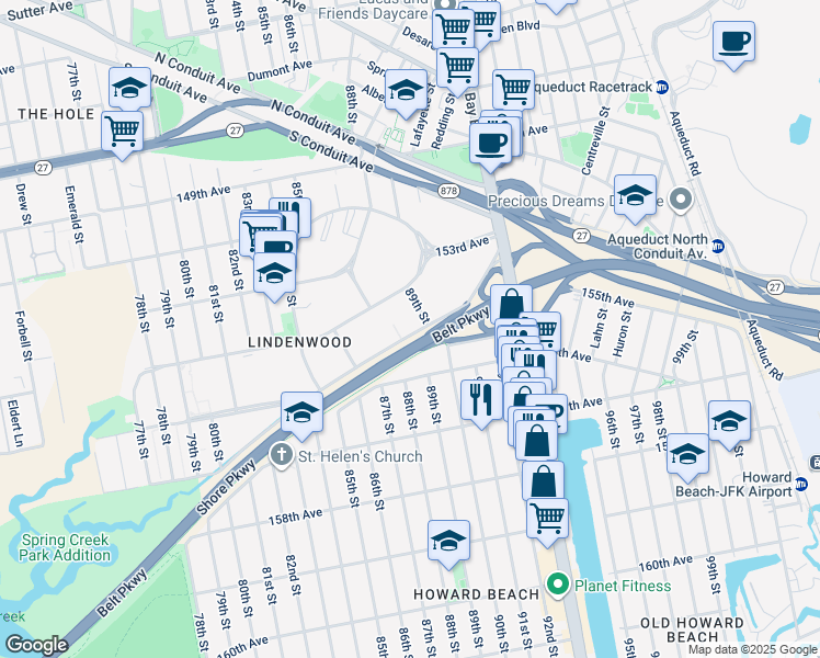 map of restaurants, bars, coffee shops, grocery stores, and more near in Queens
