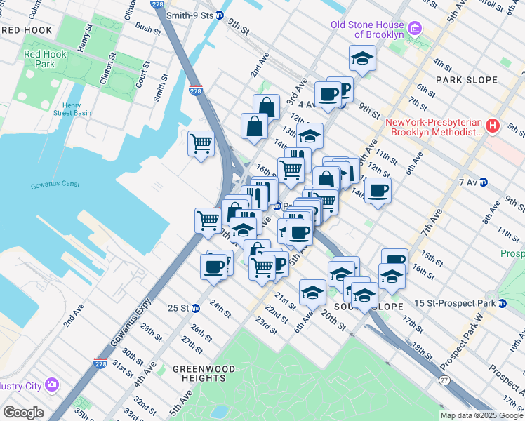 map of restaurants, bars, coffee shops, grocery stores, and more near in Brooklyn