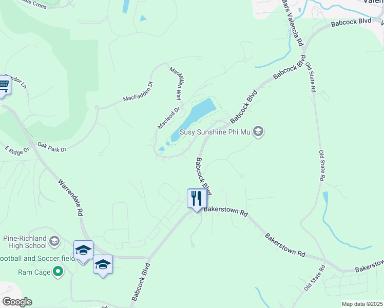 map of restaurants, bars, coffee shops, grocery stores, and more near 540 Macleod Drive in Gibsonia