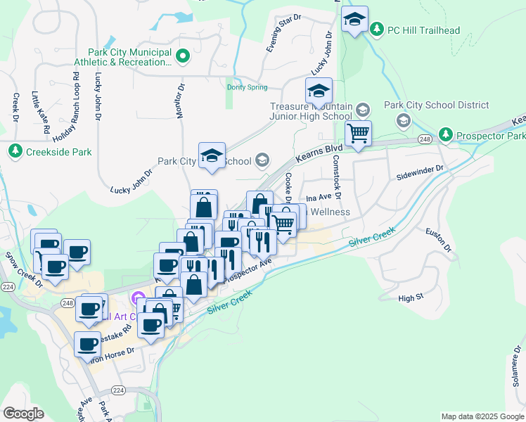 map of restaurants, bars, coffee shops, grocery stores, and more near 1859 Kearns Boulevard in Park City