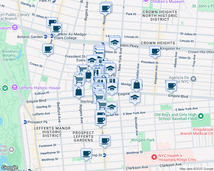 map of restaurants, bars, coffee shops, grocery stores, and more near 448 Montgomery Street in Brooklyn