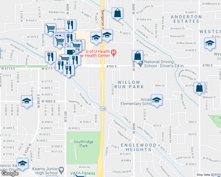 map of restaurants, bars, coffee shops, grocery stores, and more near 4802 South 3730 West in Salt Lake City