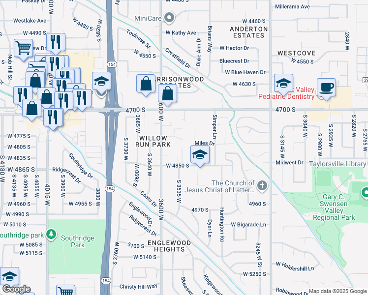 map of restaurants, bars, coffee shops, grocery stores, and more near 3516 West 4850 South in Salt Lake City