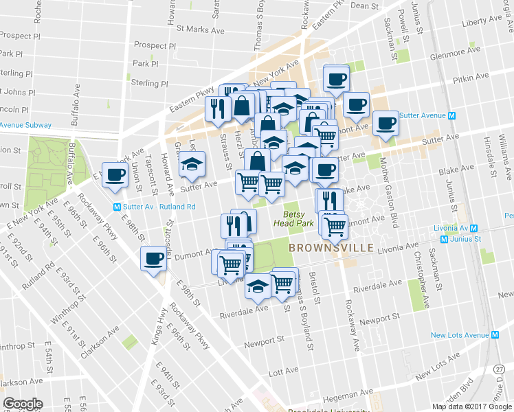 map of restaurants, bars, coffee shops, grocery stores, and more near 205 Herzl Street in Brooklyn