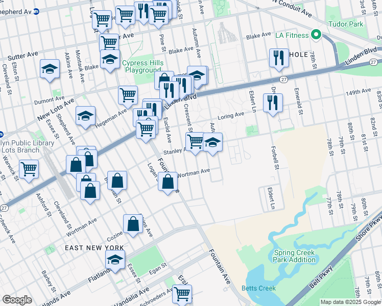 map of restaurants, bars, coffee shops, grocery stores, and more near 914 Crescent Street in Brooklyn
