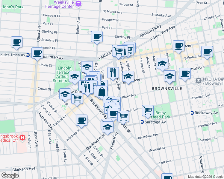 map of restaurants, bars, coffee shops, grocery stores, and more near in Brooklyn