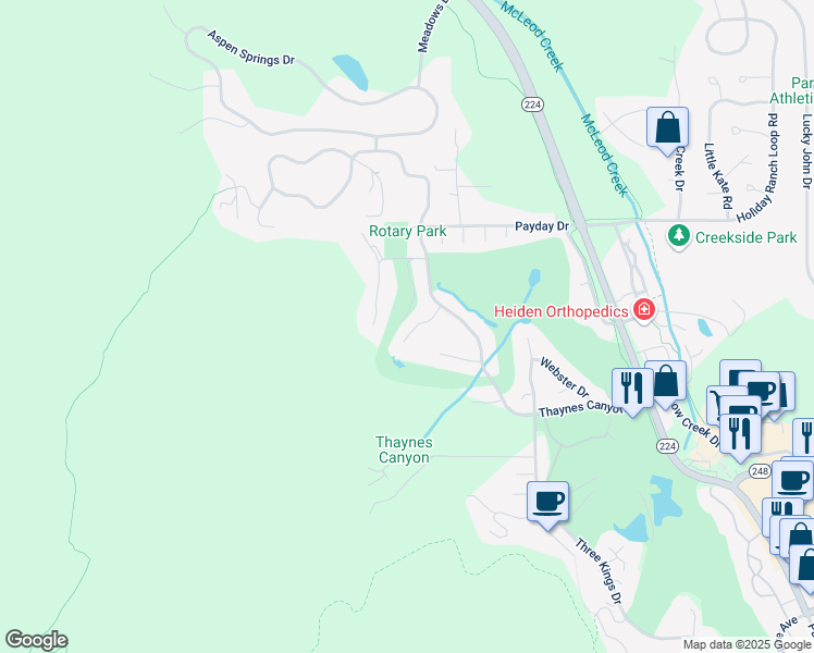 map of restaurants, bars, coffee shops, grocery stores, and more near 10 Hidden Splendor Court in Park City