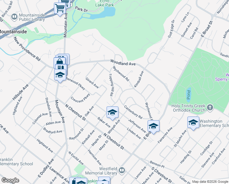 map of restaurants, bars, coffee shops, grocery stores, and more near 440 Topping Hill Road in Westfield