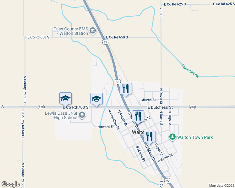 map of restaurants, bars, coffee shops, grocery stores, and more near in Walton