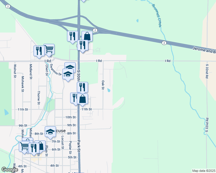 map of restaurants, bars, coffee shops, grocery stores, and more near 1361 Ash Street in Syracuse