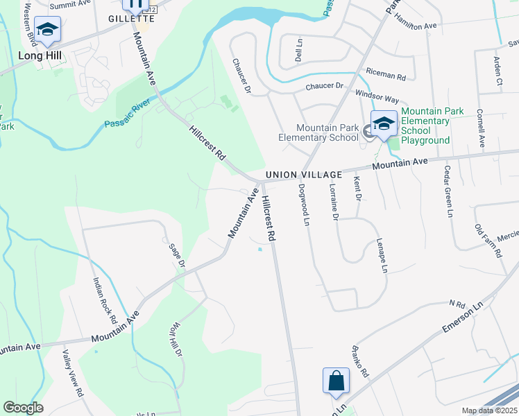 map of restaurants, bars, coffee shops, grocery stores, and more near 14 Mountain Avenue in Warren