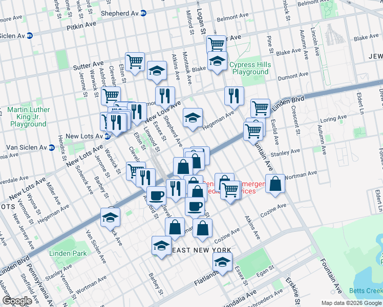 map of restaurants, bars, coffee shops, grocery stores, and more near 536 Berriman Street in Brooklyn