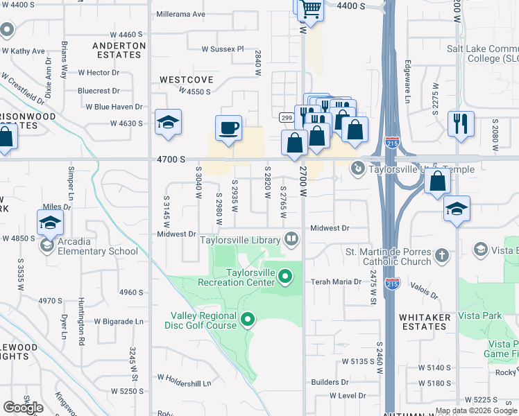 map of restaurants, bars, coffee shops, grocery stores, and more near 4809 Rockface Drive in Salt Lake City