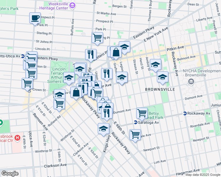map of restaurants, bars, coffee shops, grocery stores, and more near in Brooklyn