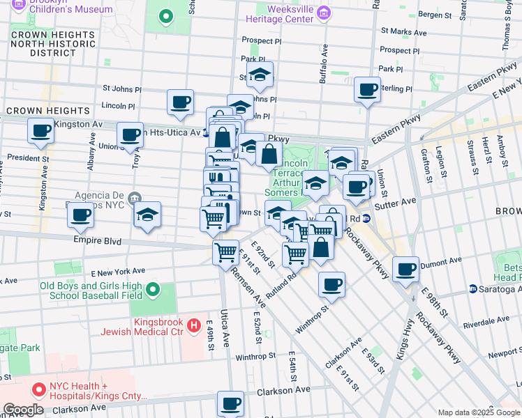 map of restaurants, bars, coffee shops, grocery stores, and more near in Brooklyn