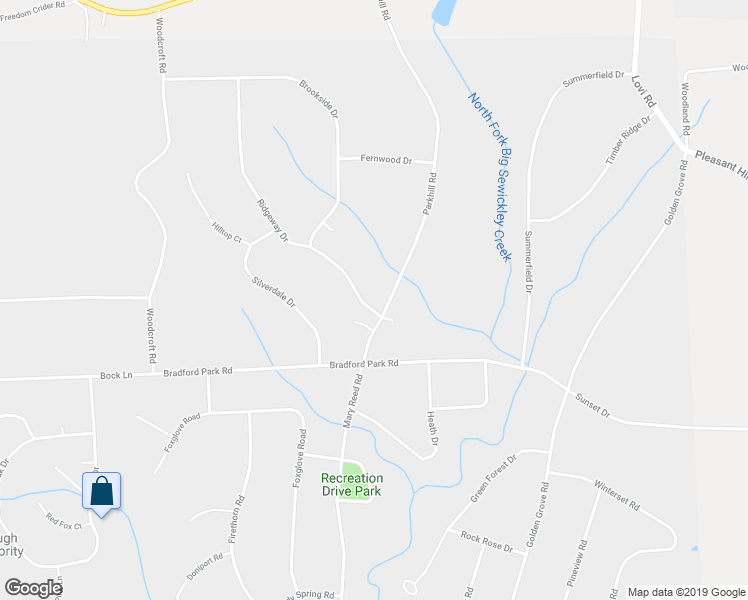 map of restaurants, bars, coffee shops, grocery stores, and more near 208 Parkhill Road in Baden