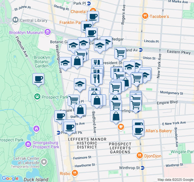 map of restaurants, bars, coffee shops, grocery stores, and more near in Brooklyn