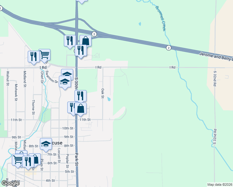 map of restaurants, bars, coffee shops, grocery stores, and more near 1361 Ash Street in Syracuse