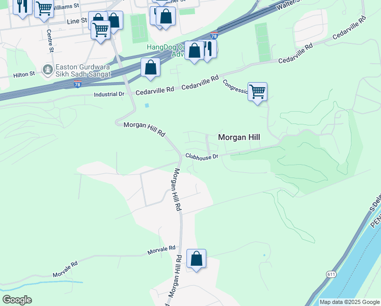 map of restaurants, bars, coffee shops, grocery stores, and more near 1125 Old Course Lane in Easton