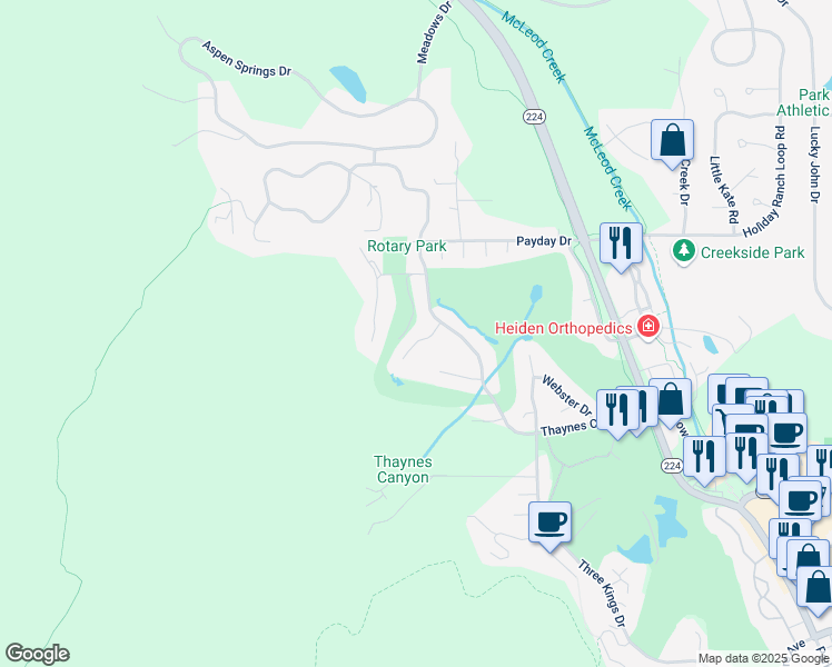 map of restaurants, bars, coffee shops, grocery stores, and more near 10 Hidden Splendor Court in Park City