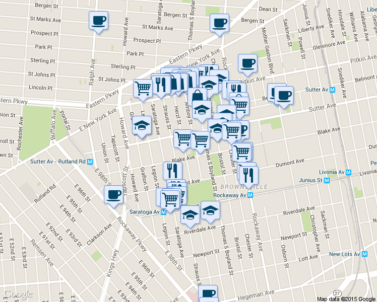 map of restaurants, bars, coffee shops, grocery stores, and more near 205 Herzl Street in Brooklyn
