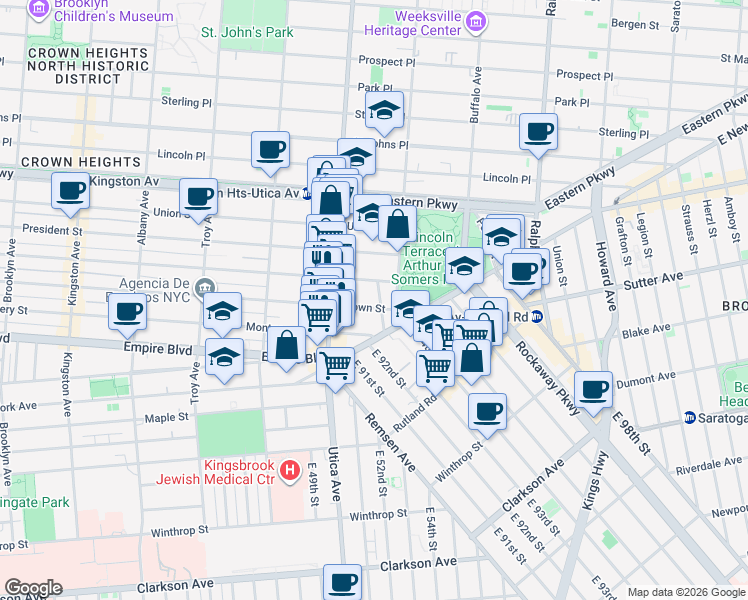 map of restaurants, bars, coffee shops, grocery stores, and more near in Brooklyn