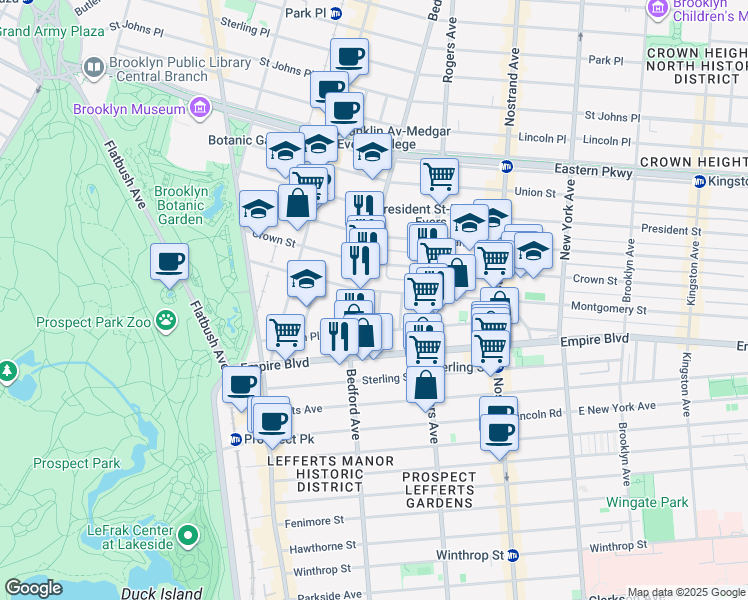 map of restaurants, bars, coffee shops, grocery stores, and more near in Brooklyn