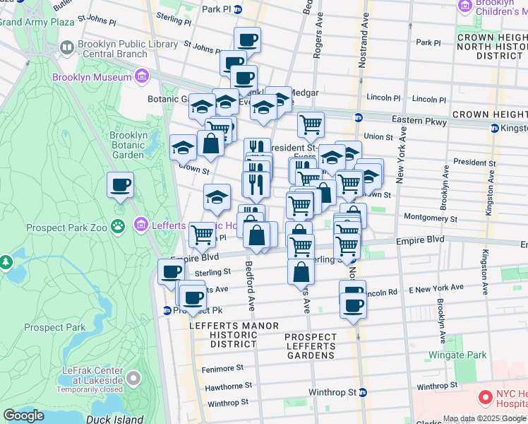 map of restaurants, bars, coffee shops, grocery stores, and more near in Brooklyn