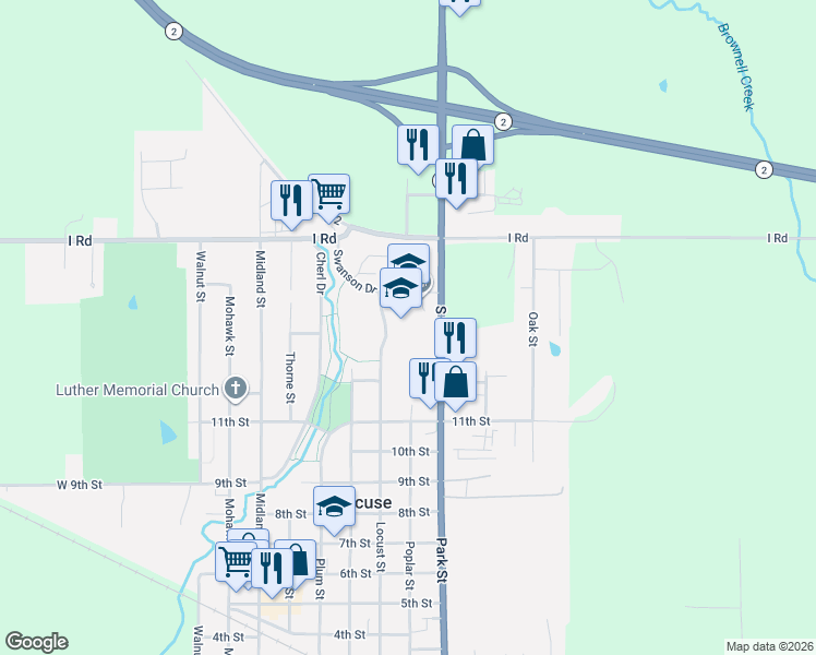 map of restaurants, bars, coffee shops, grocery stores, and more near 1430 Education Drive in Syracuse