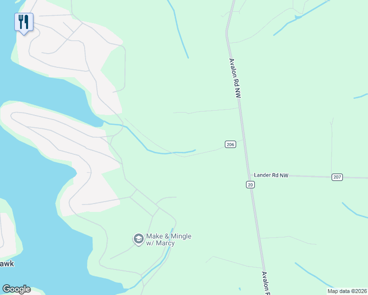 map of restaurants, bars, coffee shops, grocery stores, and more near 4133 Lace Road Northwest in Malvern