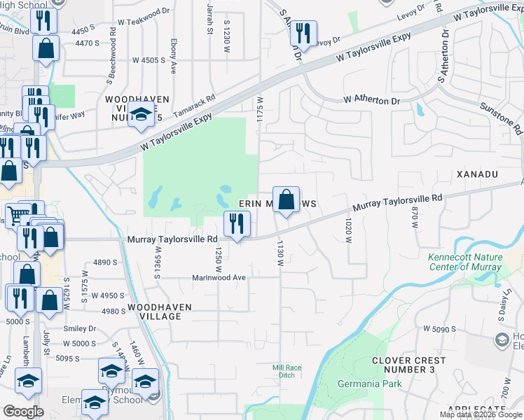 map of restaurants, bars, coffee shops, grocery stores, and more near 4779 1175 West in Taylorsville