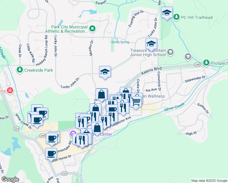 map of restaurants, bars, coffee shops, grocery stores, and more near 1847 Kearns Boulevard in Park City